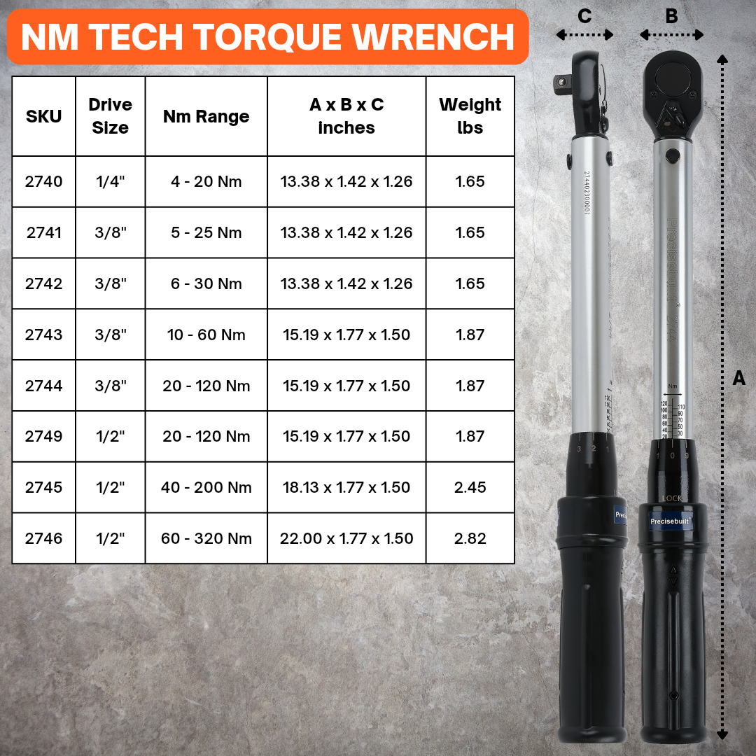 3/8" Drive 60 Nm Click Tech Torque Wrench